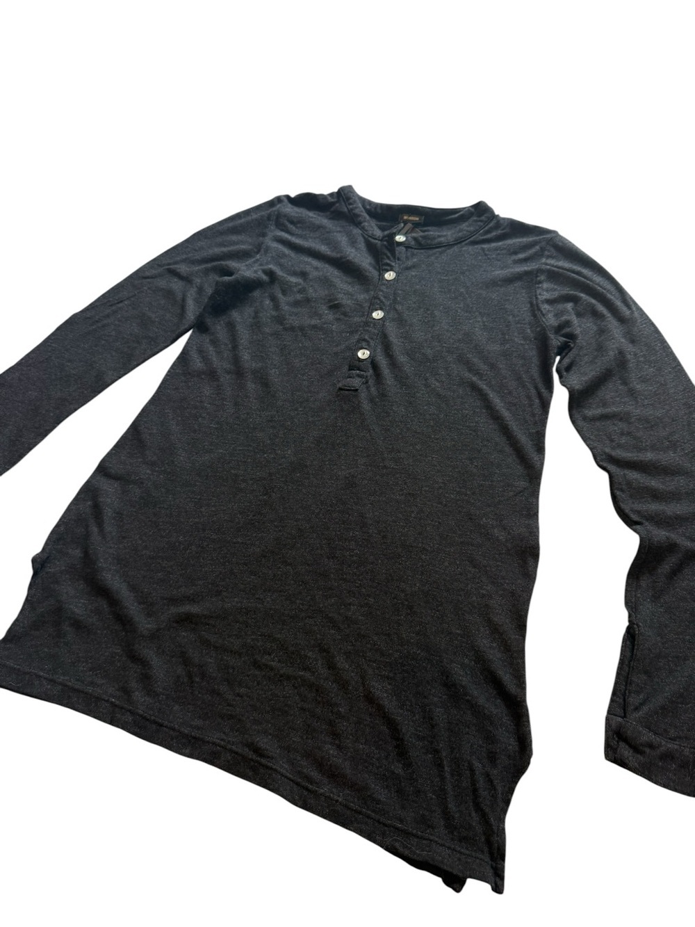 Monrow Black Long-Sleeve Henley Tee - Picture 2 of 9